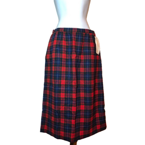 Pendleton red plaid tartan 100% virgin wool midi skirt aprox size XS-S vintage